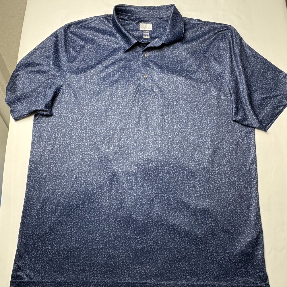Greg Norman Men's XL Navy Swirl Print Golf Polo | Play Dry